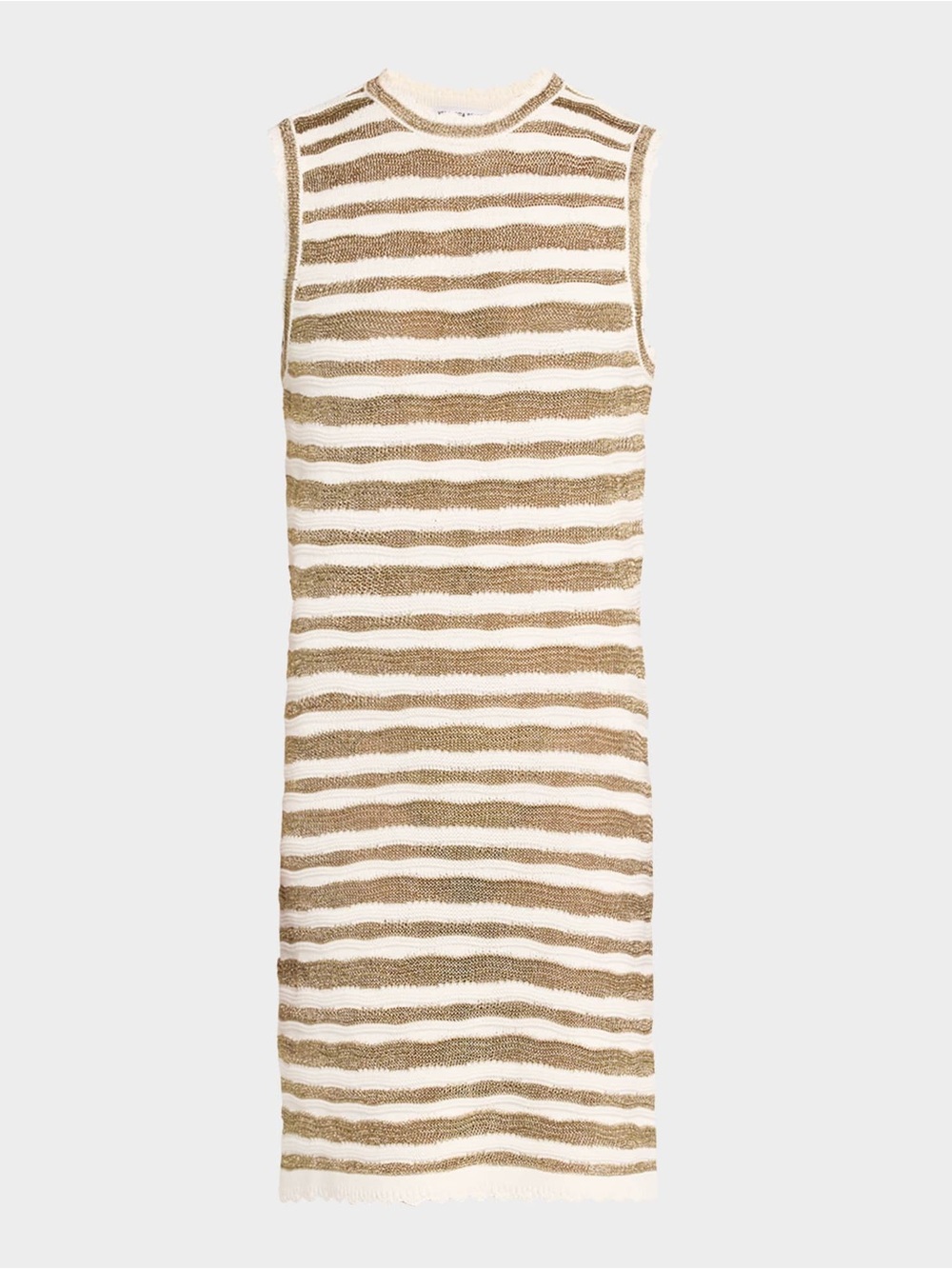 Veronica Beard “Templeton” Striped Midi Shift Dress in Cream and Brown